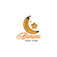 Banana fruit logo design template. Banana brand logo template