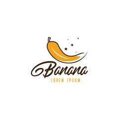 Obraz premium Banana fruit logo design template. Banana brand logo template