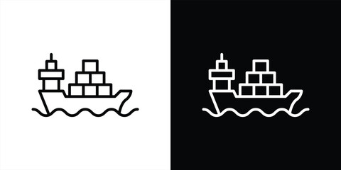 ship icon. contain cargo ship, logistic, transportation, sipping delivery thin line icon for your app and web. vector illustration