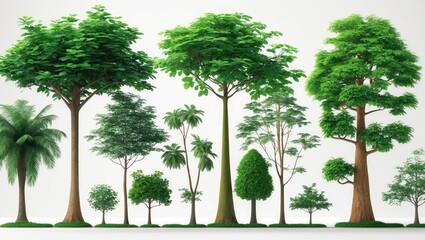 Obraz premium Side view of an isolated tropical green tree on background, ideal for landscape, architecture, environment, and garden images