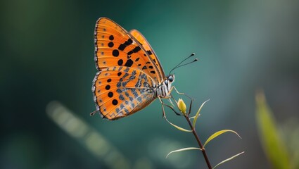 Obraz premium Small butterfly with rough wings and lively flight in garden and grassland backgrounds