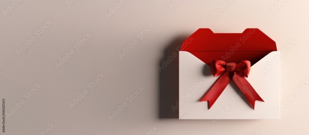 Poster a minimalist presentation of an open white envelope accented with a vibrant red interior and an eleg