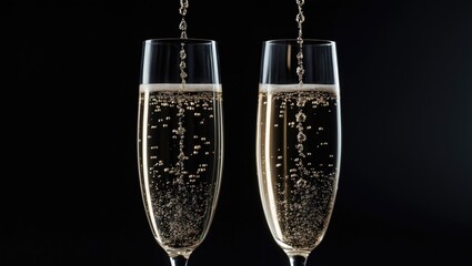 Champagne glasses clinking on a festive background