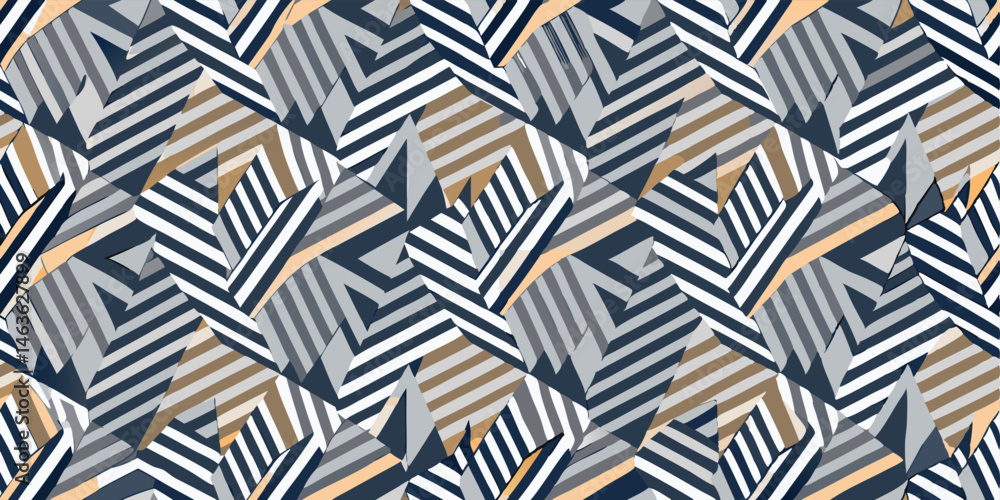 Poster abstract striped geometric pattern with diagonal lines and triangle shapes seamless background