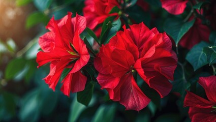Vivid Red Bougainvillea Blossoms in Detail