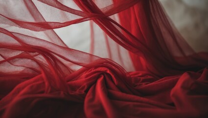Premium folded red tulle fabric texture perfect for backdrops