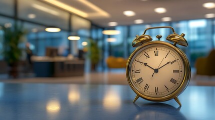 Retro alarm clock in modern lobby