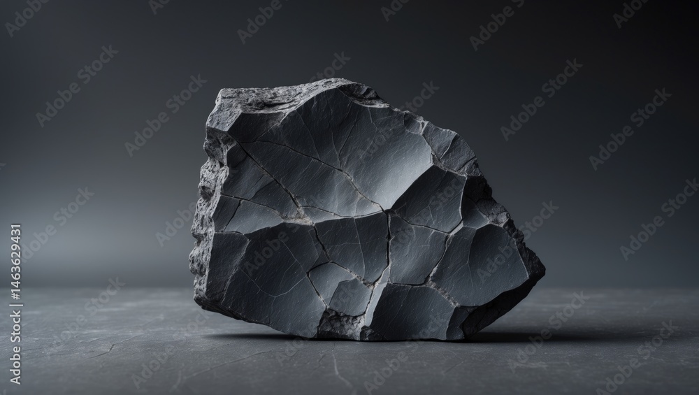 Poster fragment showing scratches and cracks in stone texture against a natural backdrop