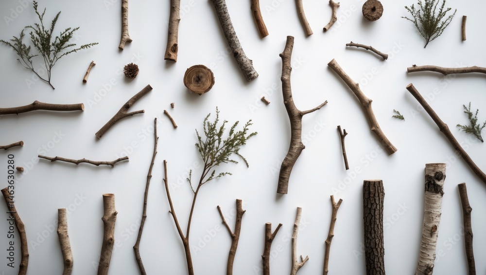 Aufkleber set of dried tree twigs and limbs displayed against a plain background