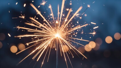Obraz premium Holiday party illuminated by sparklers and colorful flames against a dark background