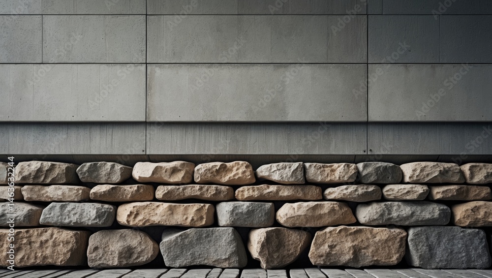 Poster textured basalt rock wall design with retro and grunge elements