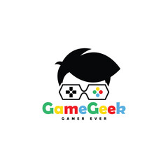 Fototapeta premium Geek head logo design template. Nerd logo template