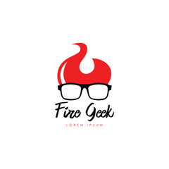 Obraz premium Geek head logo design template. Nerd logo template