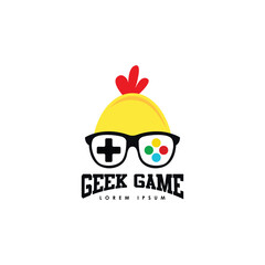 Geek head logo design template. Nerd logo template