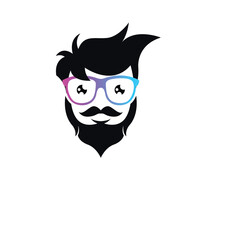 Geek head logo design template. Nerd logo template