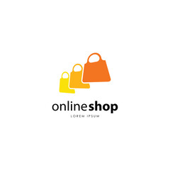 Online shop logo design template. E-commerce logo template