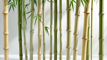 Fototapeta premium Single bamboo cane on a white backdrop