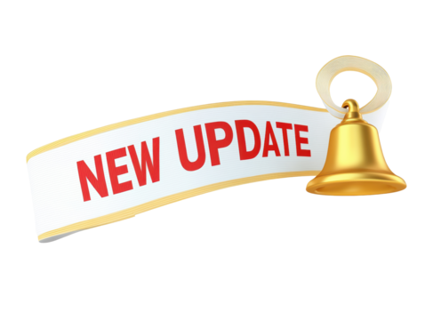 Isolated 'New Update' Announcement Banner with Gold Bell