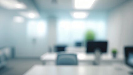 Defocused blue and green space office background with blurred effect for open office settings