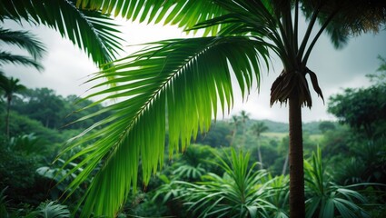 Fototapeta premium Immerse in a lush outdoor setting where bright green leaves and intricate textures evoke a peaceful, natural charm.