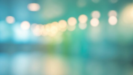 Hospital interior with blurry medical staff and abstract lighting effects