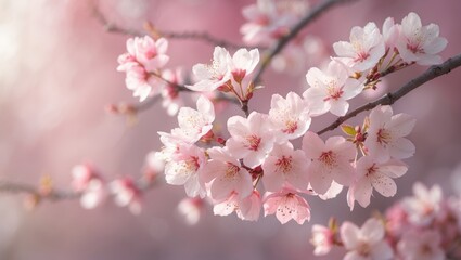 Full Bloom of Sakura Flowers in Japan