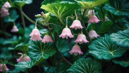 Light Pink Flowered Cane Begonia or Angel Wing Begonia Plant in a Garden Setting