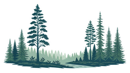 Obraz premium landscape with trees mountains isolated vector illustration on white background