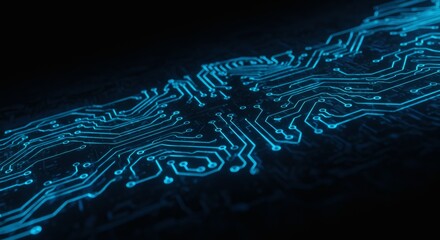 Blue Circuit Board Pattern: Abstract Technology Stock Photography for Digital and Tech Industries HD