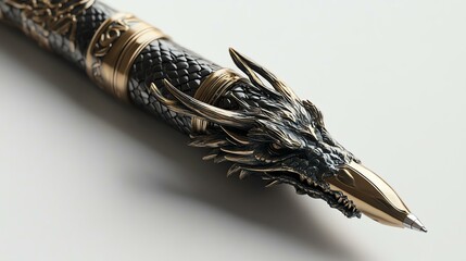 Intricate dragon pen design with metallic finish.