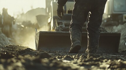Construction Worker Operating Heavy Machinery
