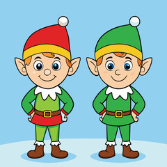 Cute Christmas Elves Clipart – Santa’s Helpers Cartoon Holiday Illustration