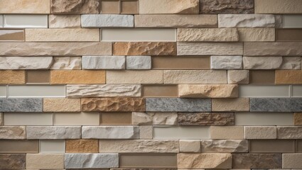 Vivid-colored ceramic tiles designed to imitate a fine stone wall, suitable for textured backgrounds