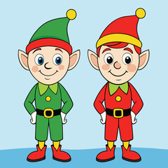 Cute Christmas Elves Clipart – Santa’s Helpers Cartoon Holiday Illustration
