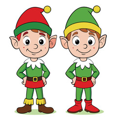 Cute Christmas Elves Clipart – Santa’s Helpers Cartoon Holiday Illustration