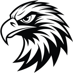Fierce Eagle Head Logo Vector – Bold Black and White Mascot Design