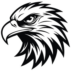 Fierce Eagle Head Logo Vector – Bold Black and White Mascot Design