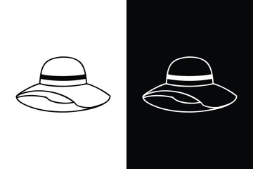 Minimalist Summer Hat Icon. Line Art for Holiday Celebrations