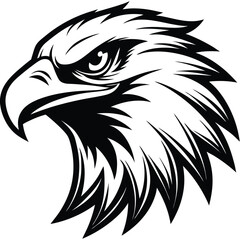 Fierce Eagle Head Logo Vector – Bold Black and White Mascot Design