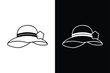 Sunhat Fashion Sketch. Editable Stroke Vector Line Drawing