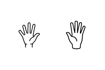 Outline illustrations of two hands with open palms gesture showing fingers for design concepts