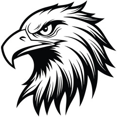 Fierce Eagle Head Logo Vector – Bold Black and White Mascot Design