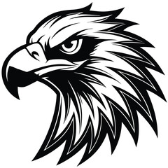 Fierce Eagle Head Logo Vector – Bold Black and White Mascot Design