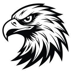 Fierce Eagle Head Logo Vector – Bold Black and White Mascot Design