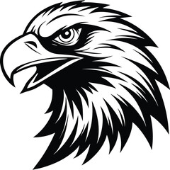 Fierce Eagle Head Logo Vector – Bold Black and White Mascot Design