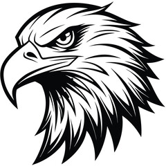 Fierce Eagle Head Logo Vector – Bold Black and White Mascot Design