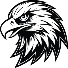 Fierce Eagle Head Logo Vector – Bold Black and White Mascot Design