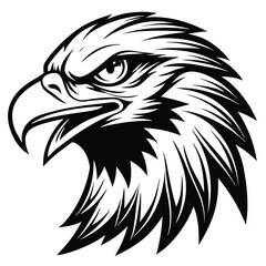 Fierce Eagle Head Logo Vector – Bold Black and White Mascot Design