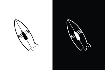 Editable Stroke Surfboard Icon. Monochrome Vector Design