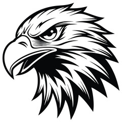 Fierce Eagle Head Logo Vector – Bold Black and White Mascot Design